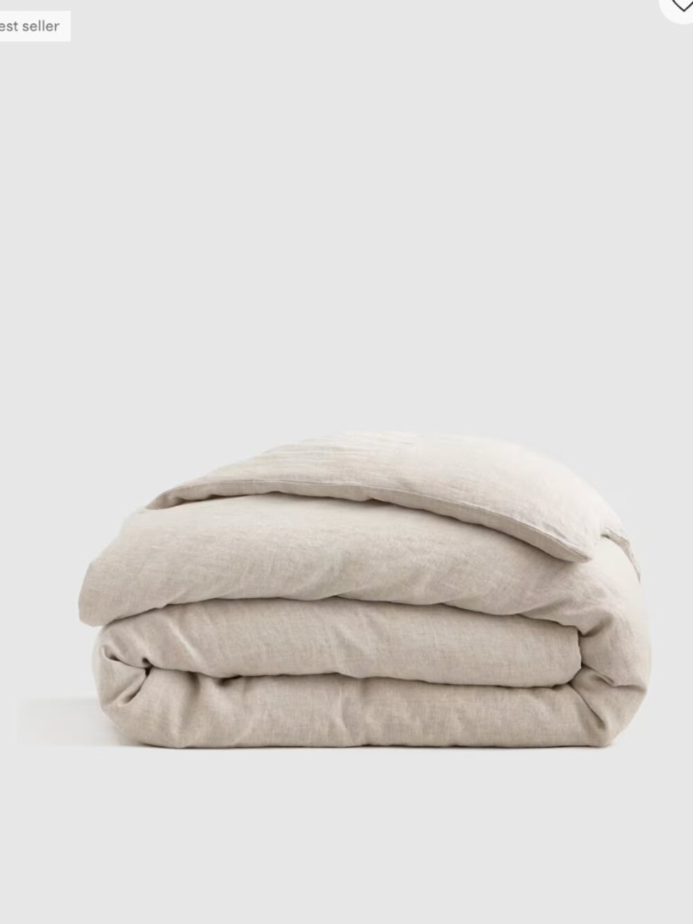 New! European Linen Chambray Duvet Cover, Full/Queen, Natural Chambray